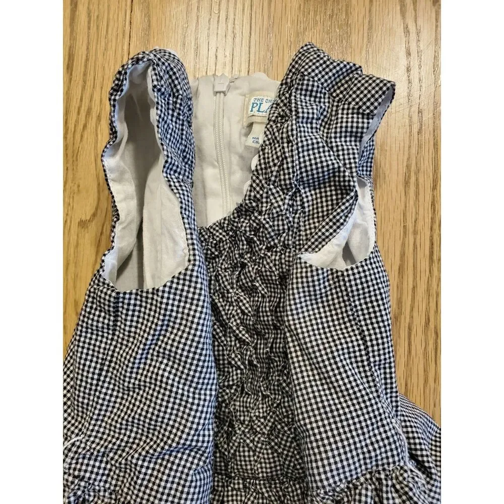 The Children's Place 4T Dress Black White Gingham Check Plaid Cottage EUC